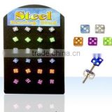 12 pair board Earring Studs With Acrylic Dices (4 Mm-size)