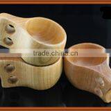 High-end Handmade Rubber Wooden Coffee Cup With Double Holes ,Wood Tea Mug With Handgrip thumbnail-2