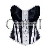 Overbust Steel Boned Corset in Black and White Satin Cups Ci-1171 thumbnail-1