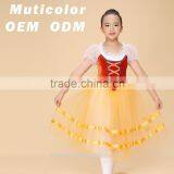 Orange Children Long Ballet Tutu,kids Dance Skirt,girl Ballet Tutu Stage Performance Giselle Dancewear thumbnail-1