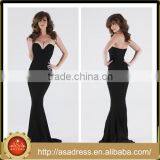 PS-38 Classic Long Strapless Mermaid Stain Low Back Special Occasion Prom Gown Strapless Black Simple Prom Dress