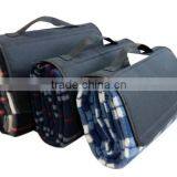 Multi-purpose 50"x60" Plaid Fleece Lined Nylon Picnic Blanket Waterproof Stadium Blanket thumbnail-4