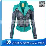 Custom Two Tone Leather Jacket Design, Leather Jacket with Denim Part