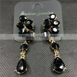 Fashion Crystal Leaf Long Stud Earrings Luxury Brand Vintage Earrings For Women thumbnail-5