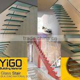 floating glass stairs manufacturer,hot sale straight floating glass wood stairs