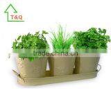 Garden Porch Windowsill 3 Metal Tin Pot Tray Home Herb Planter