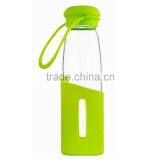 Cheap Logo Printed Green 500ml Glass Sport Water Bottle With Silicone Sleeve thumbnail-6