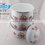 The Best Quality 3 Pcs Enamel Casserole With Metal Cover Beautiful Decal thumbnail-2
