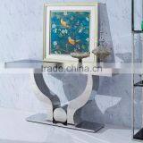 304 Shiny Stainless Steel Dining Room Table With Fabric Dining Chair thumbnail-3