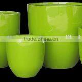 Green Glossy Egg Fiberstone Planter, Outdoor Durable Polystone Pots thumbnail-1