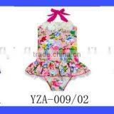 2017 Wholesale Summer Floral Baby Girls One Piece off Shoulder Swimsuit thumbnail-1