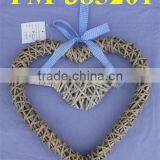 Hanging Wicker Heart Wreath With Bird Decoration thumbnail-1