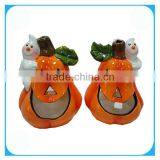 2013 Ceramic Halloween Pumpkin With Green Leaf thumbnail-1