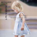 Tee Girls Pale Blue Linen Pinafore Dress With Knickers Baby Girl Party Dress Children Frocks Designs HSD7840 thumbnail-1