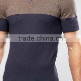 Custom Oversized Short Sleeve Ribbed Cuff And Hem Button Placket Navy Contrast Block Men's 100% Cotton Knit Slim Fit Polo Shirt thumbnail-3