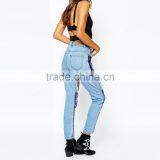 Hot Sex Funky Bling Bling Hollow Out Damaged Jeans for Girls thumbnail-2