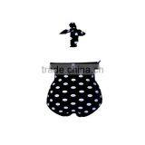 Vintage Floral Print White Polka Black One Piece Bathing Suits thumbnail-4