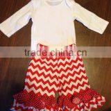 Fashion Baby Outfit Soft Cotton Girls Fall Boutique Sets Plain White Ruffle Top Polka Dot Pant Set Clothes thumbnail-2