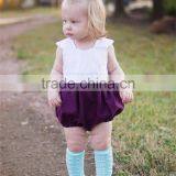 Gorgeous Quality Baby Girl Clothes Ivory Purple Splicing Toddler Romper Jumpsuits thumbnail-1