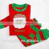 Christmas Pajamas Red and Green Stripe Unique Boy or Girl Names Monogram Personalized Set thumbnail-4