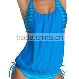 EY0039A Vertical Stripe Print Straps Short Bodysuit for Swimming Wear Sexy Beach Clothes thumbnail-3