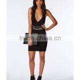 Sexy Deep Plunge Neck Bodycon Fit Dress Designer One Piece Party Dress thumbnail-5