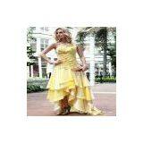 Short Front and Long Back Yellow Dresses for Party 30595 thumbnail-1