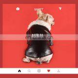 Punk Bulldog Leather Jacket Fat Dog Lamb Fur Collar Black Coats PU Clothes thumbnail-2