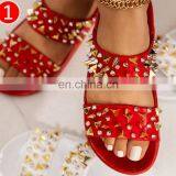 Latest Fashion Red Rivet Sandals Women New Slippers Slides Shoes 2021 Hot Sale Big Girl Beautiful Plus Size Sandals Slippers thumbnail-2