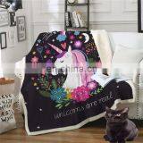 Customized Unicorn Blanket Double Layer Mink Sherpa Blanket Baby Fleece Unicorn Blanket thumbnail-4