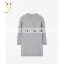 Girls 100% Pure Cashmere Round Neck Long Dress Sweater thumbnail-2