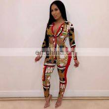 Wholesale Custom Women's Suits Casual and Comfortable Spring and Autumn Long Sleeve Tie Top Leggings Sexy Suit thumbnail-5