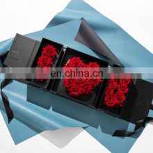custom large envelope rectangular unique dried flower hat box preserved roses flower gift boxes with lid