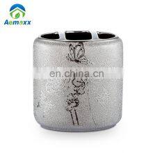 Round Shape Waste Bin Ceramic Silver Chrome Plated Dust Bin Trash Bin thumbnail-5