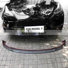 Car Exterior Accessories ABS Carbon Fiber Front Bumper Lip Splitters Spoiler For Tesla Model Y 2021 thumbnail-1