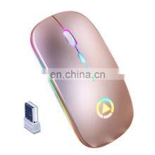 Drop Shipping Orginal Ultra-Thin Mini A2 Wireless Mouse Silent Mute Rechargeable LED Colorful Lights Computer Mouse thumbnail-4