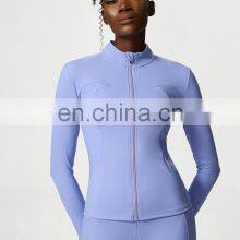 New Arrival Zipper Sweat Wicking Long Sleeves Fitness Sports Coat Gym Activewear Yoga Jacket Top For Women thumbnail-4