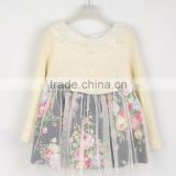 High Quality Pearl Collar Long Sleeve Dress Autumn Lace Girl Dress