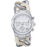 Custom Brand Lady Vogue Oem Japan Movt Chronograph Quartz Women's Stainless Steel Acetate Watch Waterproof 5ATM thumbnail-1