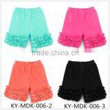 Popular Fashion casual multicolor pretty baby girls shorts cotton ruffle baby icing ruffle shorts