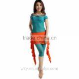 Turquoise Lady Bellydance Costume New Dresses , Belly Dance Wear With Mesh