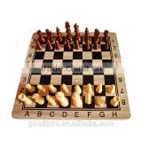 Black And White Grids With Alphabets Printed Wooden Folding Chess Set With King Height 2.5 Inch