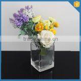 Custom Made Ribbed Pattern Square Shaped Clear Glass Vases for Centerpieces thumbnail-1