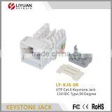 LY-KJ6-08 Cat5e Keystone Jack Cheap Price 90 Degree RJ45 Wall Jack Male UTP RJ45 Network Modular Jack