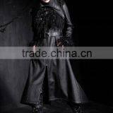 Mens Coat Long Jacket Black Gothic Steampunk Hooded Trench thumbnail-3