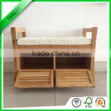 Bamboo Shoe Storage Rack Bench With White Sponge Mat thumbnail-2