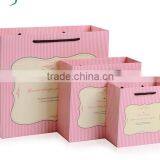 Normal Pink Gift Paper Packaging Shopping Bag With Nylon Handlle