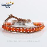 6mm natural genuine agate red stone bracelet, handmade leather bracelet designs, woven leather bracelet