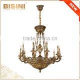 Golden Brass Rococo Style 10 Lights Chandelier/ Retro Gorgeous Bronze Pendant Lamp/ Antique Hotel Ceiling Lamp thumbnail-1