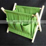 Factory Price Foldable Wooden Newspaper Holder With Fabric Wholesale thumbnail-5
